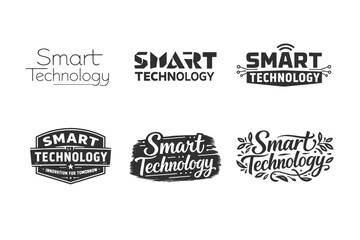Obraz premium Smart Technology. Set lettering. harmonious lettering variations of the same emblematic concept, each with different artistic interpretation (Modern minimal