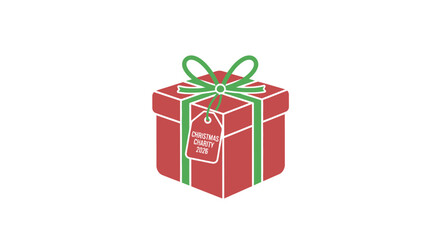 Fototapeta premium Red gift box with green ribbon on white background.