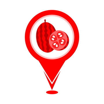 cute red cucamelon vegetable location pin icon