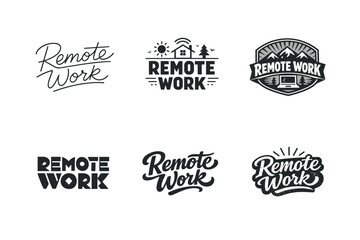Obraz premium Remote Work. Set lettering. harmonious lettering variations of the same emblematic concept, each with different artistic interpretation (Modern minimal