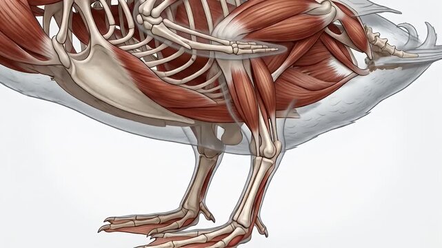 Anatomical Illustration of Duck Muscular System.