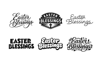 Obraz premium Easter Blessings. Set lettering. harmonious lettering variations of the same emblematic concept, each with different artistic interpretation (Elegant script