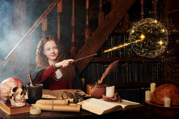 Naklejka premium Learning in Wizard Library