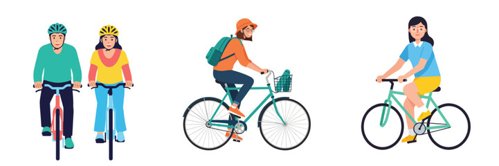 People riding bicycles in various styles