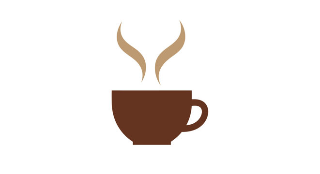 Brown coffee cup with steam rising from it.