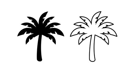 Simple Tropical Palm Tree Icon for Beach and Vacation Themes © MdDelowar
