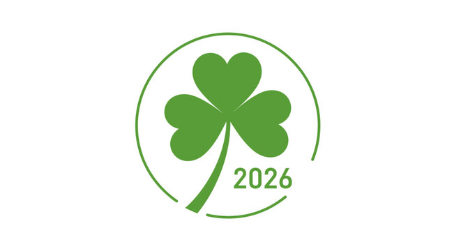 Green shamrock logo design with year 2026.