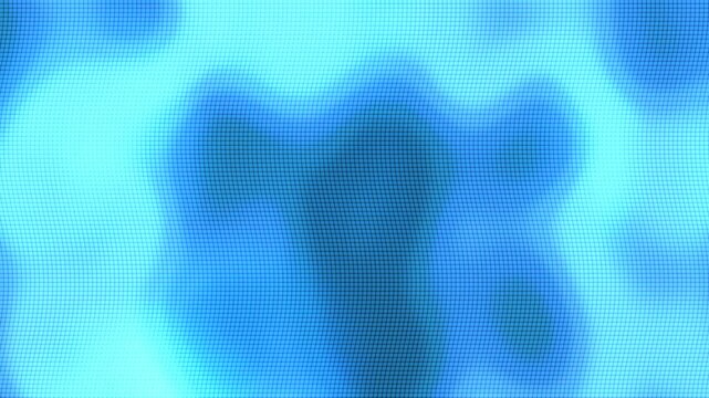 Abstract blue digital glowing background with flowing amorphous shapes and grid pattern