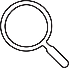 Black magnifying glass icon with handle isolated on white background representing search focus and optical zoom tool