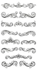 Fototapeta premium Ornamental floral design elements collection for decorative use