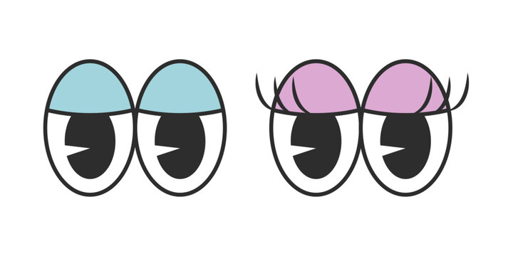 Cartoon male and female eyes. Isolated minimal vector illustration.