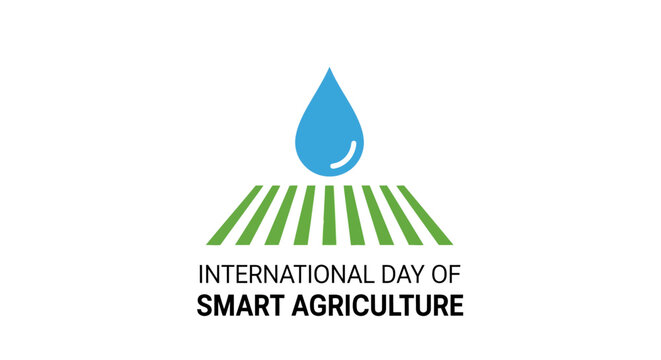 International Day of Smart Agriculture logo with water drop and green lines.