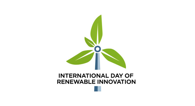 International Day of Renewable Innovation logo with green wind turbine symbol.