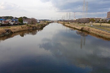 川の風景　花見川　瑞穂橋からの眺め