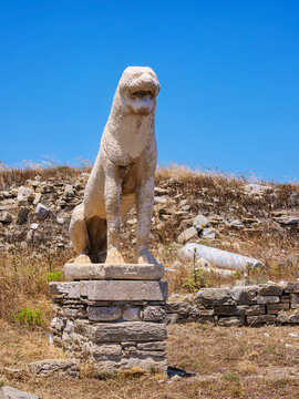 The Terrace of the Lions, Delos Archaeological Site, Delos Island, Cyclades, Greece