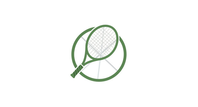 Simple green tennis racket illustration on white background.