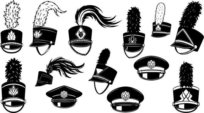 Marching band hat silhouette set
