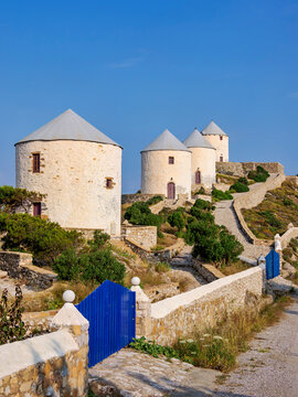 Windmills of Pandeli, Leros Island, Dodecanese, Greece
