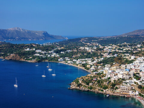 View towards the Vromolithos Beach, Leros Island, Dodecanese, Greece