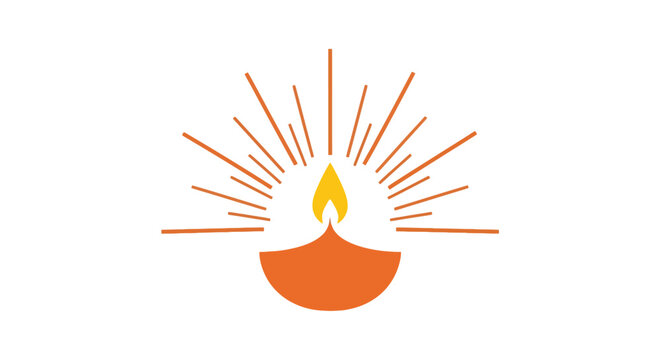 Simple orange logo design with flame and sunburst elements on white background.