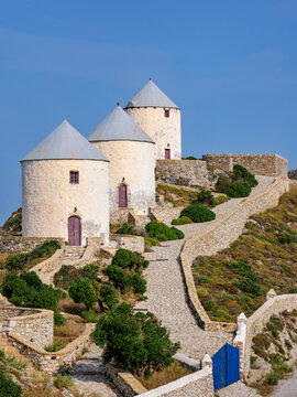 Windmills of Pandeli, Leros Island, Dodecanese, Greece