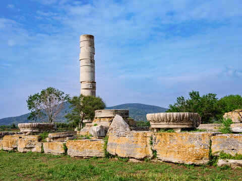 Temple of Hera Ruins, Heraion of Samos, Ireo, Samos Island, North Aegean, Greece