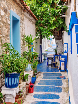 The Blue Street, Pythagoreio, Samos Island, North Aegean, Greece