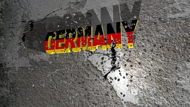 Germany 3D Flag Letters on Cracked Concrete Wall Urban Grunge Patriotism and Decay