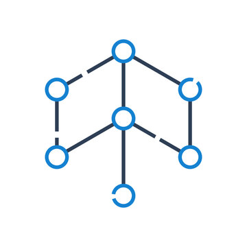 Network segmentation icon for cybersecurity infrastructure design, secure network architecture symbol for system protection interface