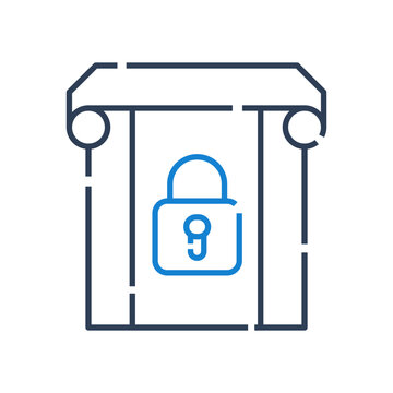 Data integrity icon for secure database protection system, information security lock symbol for data governance platform