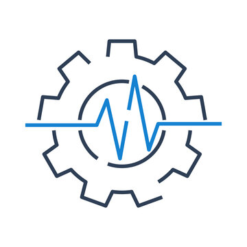 Predictive maintenance icon for industrial equipment monitoring system, machine health analytics symbol for smart maintenance dashboard