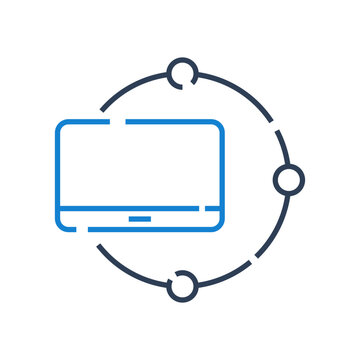 Edge computing icon for distributed network processing systems, edge device infrastructure symbol for cloud computing architecture