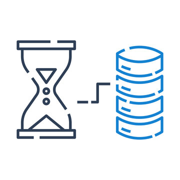 Data retention icon for database storage lifecycle policy, information retention management symbol for compliance governance interface