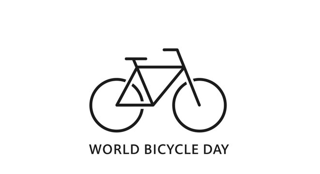 Simple line art bicycle illustration for World Bicycle Day.