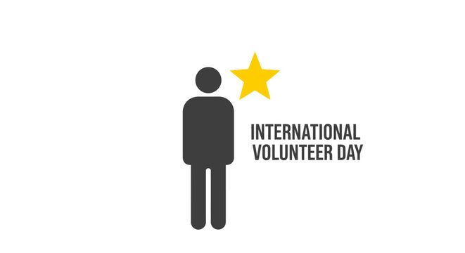 International Volunteer Day icon with star symbolizing service and community.
