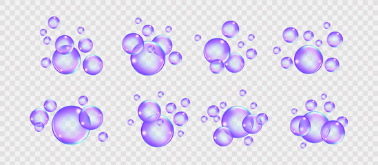 Obraz premium Set of vector texture of bubble gum and collagen bubbles for dreamy design background.