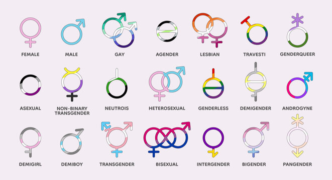 Set of LGBTQ gender identity symbols. Vector illustration