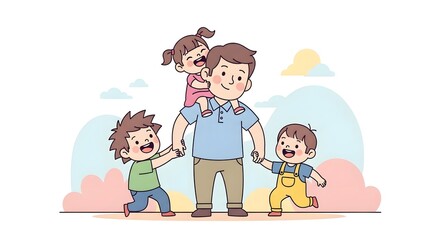 A happy family of four enjoying a joyful moment together