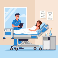 Doctor with Patient in Hospital Room