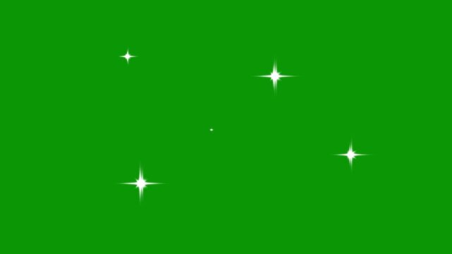 4k Twinkle sparkle stars animation, blinking retro vector star doodles, Twinkle light stars sparkling, particle magic tail sparkling glitter star dust trail loop animation on green screen background.