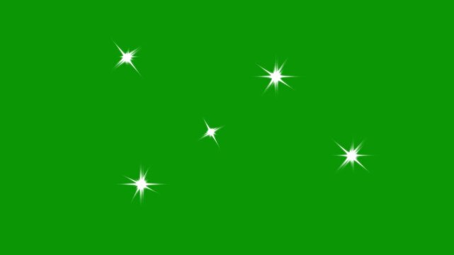 4k star sparkle vector doodles, sparkling stars animation, Star twinkling festive holiday event, Shining stars and sparkle twinkle light background, glowing light effect, green background 4k video