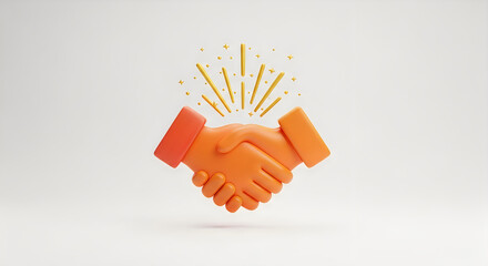 3d handshake illustration with golden sparkles symbolizing agreement