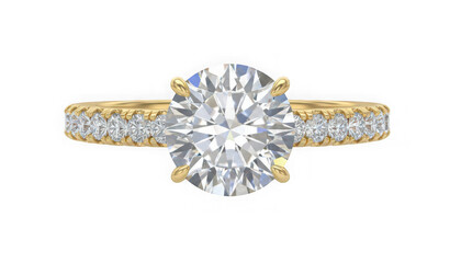 Luxury Round Diamond Engagement Ring with Gold Band