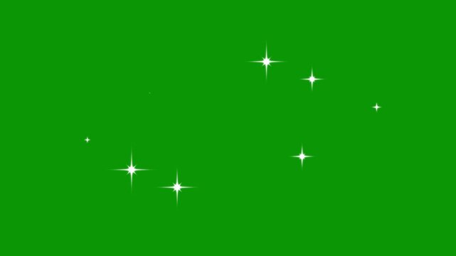 Blinking retro vector star doodles, 4k Twinkle sparkle stars animation, Twinkle light stars sparkling, particle magic tail sparkling glitter star dust trail loop animation on green screen background.