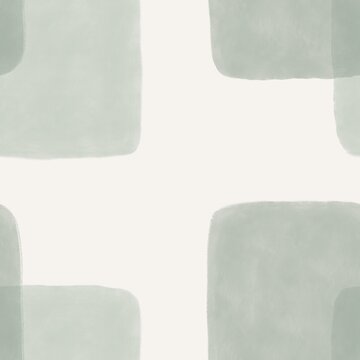 Minimal Sage Green Watercolor Block Seamless Pattern, Modern Abstract Geometric Background