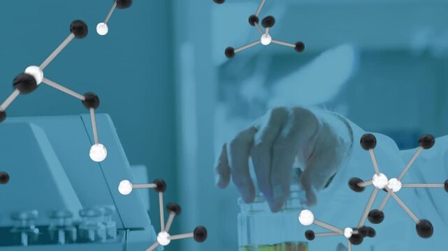Animation of molecules over doctor with vial