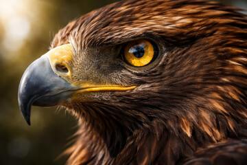 Naklejka premium Majestic eagle with vivid yellow eye and detailed feathers