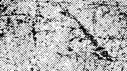 Authentic distressed vintage halftone print texture featuring visible ink damage, raster dots and mechanical surface character, isolated on transparent background.  © ИВАЙЛО НИКОЛОВ