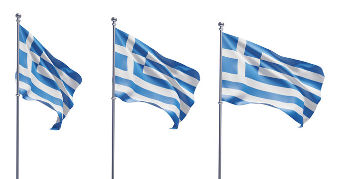 Greece flag on transparent background, PNG transparent, isolated, 3d render flag
