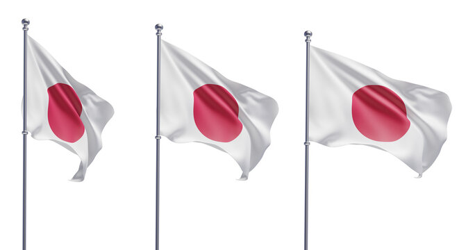 Japan flag on transparent background, PNG transparent, isolated, 3d render flag
